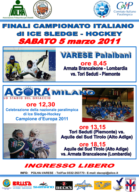 ICE SLEDGE HOCKEY: Finali Campionato a Varese e Milano