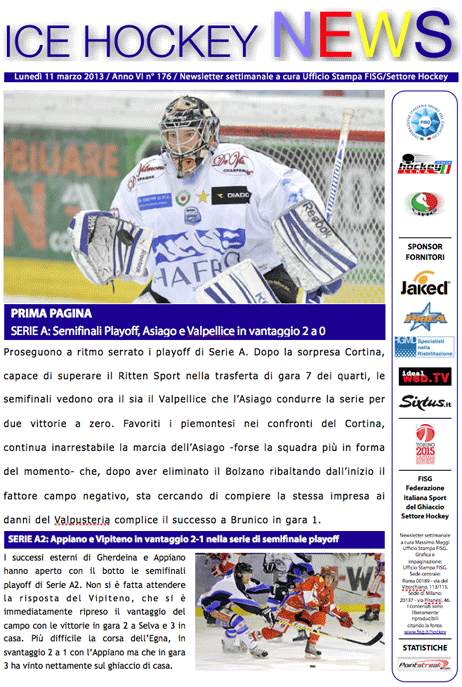 Newsletter Hockey del 11 marzo 2013