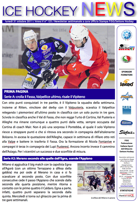 Newsletter Hockey del 31 ottobre 2011